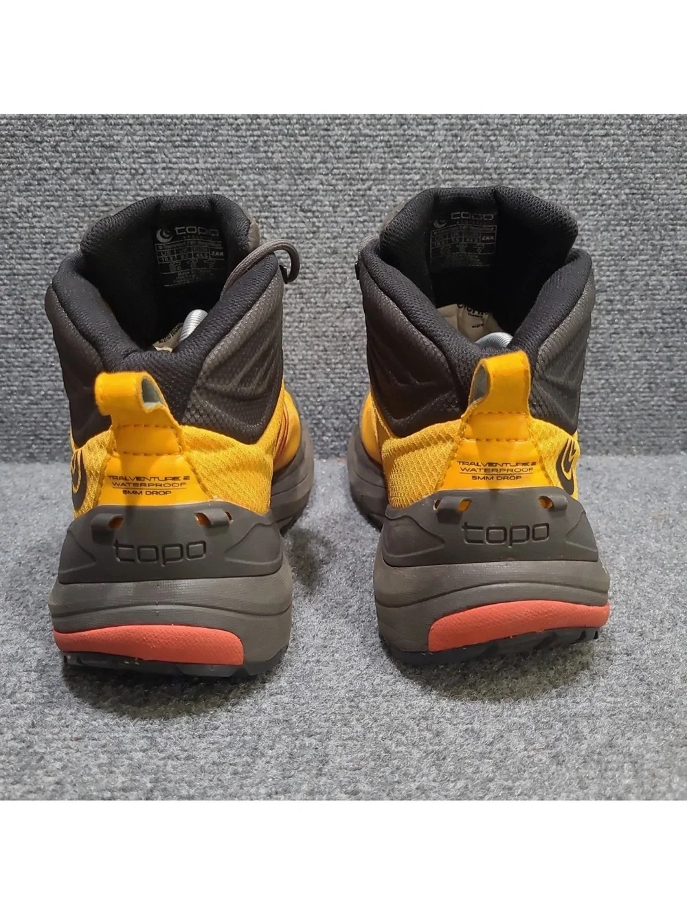 Men's Topo Athletic Trailventure 2 WP Hiking Boot  Orange Black VIBRAM Size 10.5